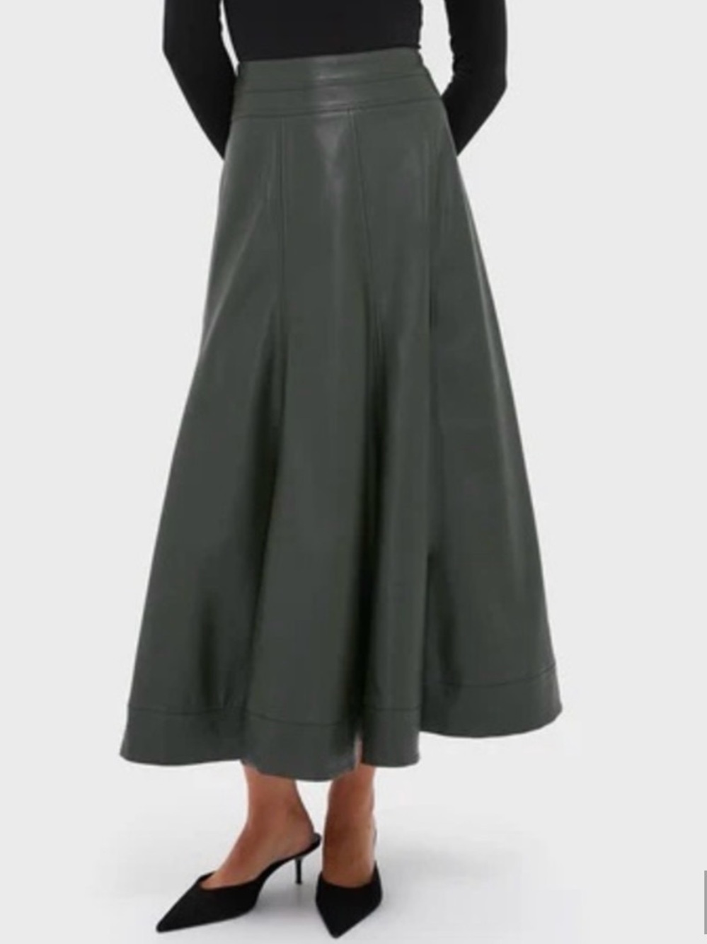 NWT Pomander Place Olive Green Faux Leather Skirt Size 0